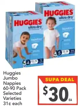 Supa Valu Huggies Jumbo Nappies Selected Varieties offer