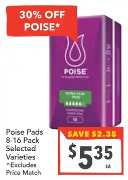 Supa Valu Poise Pads offer