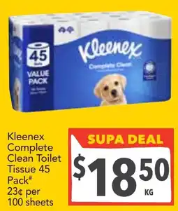 Supa Valu Kleenex Complete Clean Toilet Tissue offer