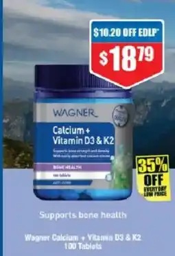 Chemist Warehouse Wagner Calcium + Vitamin D3 & K2 offer