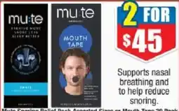 Chemist Warehouse Mute Snoring Relief Book Assorted Sizes or Mouth Tape 20 Pack offer