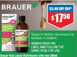 Chemist Warehouse Brauer Kids Liquid Multivitamin with Iron offer