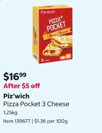 Piz'wich Pizza Pocket 3 Cheese