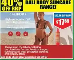Chemist Warehouse Bali Body Sheer Glow Sunscreen Gel SPF50 offer