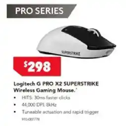 Harvey Norman Logitech G PRO X2 SUPERSTRIKE Wireless Gaming Mouse offer