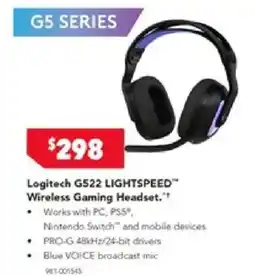 Harvey Norman Logitech G522 LIGHTSPEED Wireless Gaming Headset offer
