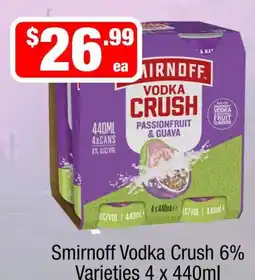 Liquor Stax Smirnoff Vodka Crush 6% Varieties offer