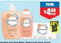 Chemist Warehouse Femfresh Daily Wash or Daily Wipes offer