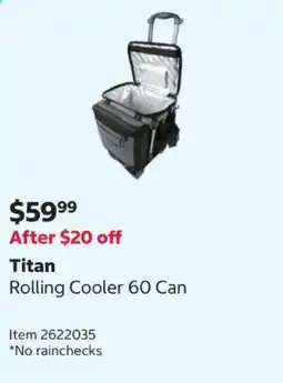 Costco Titan Rolling Cooler 60 Can offer