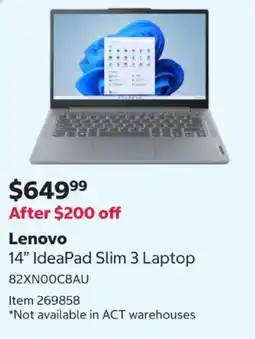 Costco Lenovo 14" IdeaPad Slim 3 Laptop offer