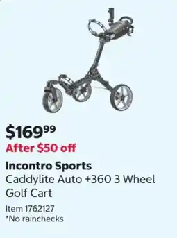 Costco Incontro Sports Caddylite Auto +360 3 Wheel Golf Cart offer