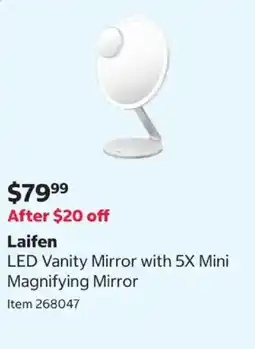Costco Laifen LED Vanity Mirror with 5X Mini Magnifying Mirror offer