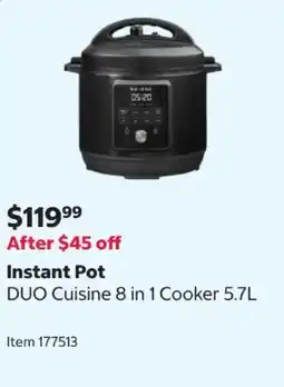 Costco Instant Pot DUO Cuisine 8 in 1 Cooker offer