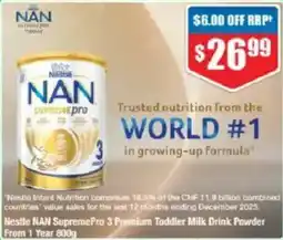 Chemist Warehouse Nestle NAN SupremePro 3 Premium Toddler Milk Drink Powder offer