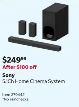 Costco Sony 5.1Ch Home Cinema System offer