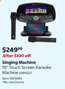 Costco Singing Machine 10" Touch Screen Karaoke Machine ISM9027 offer