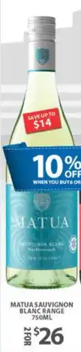 Star Liquor Matua Sauvignon Blanc Range offer