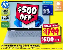JB Hi-Fi hp 14" OmniBook 5 Flip 2-in-1 Notebook offer