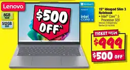 JB Hi-Fi Lenovo 15" Ideapad Slim 3 Notebook offer