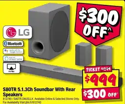 JB Hi-Fi LG S80TR 5.1.3Ch Soundbar With Rear Speakers offer