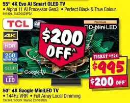 JB Hi-Fi TCL 55" 4K Evo AI Smart OLED TV offer