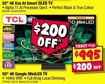TCL 55" 4K Evo AI Smart OLED TV