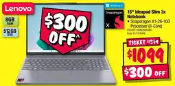 JB Hi-Fi Lenovo 15" Ideapad Slim 3x Notebook offer