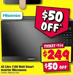 JB Hi-Fi Hisense 42 Litre 1100 Watt Smart Inverter Microwave offer