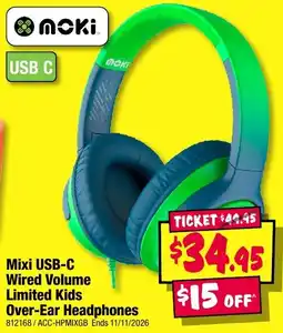 JB Hi-Fi Moki Mixi USB-C Wired Volume Limited Kids Over-Ear Headphones offer