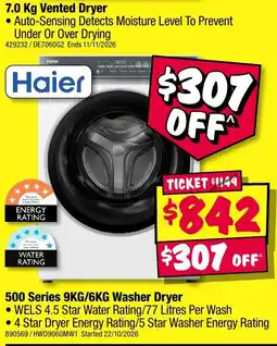 JB Hi-Fi Haier 7.0 Kg Vented Dryer offer