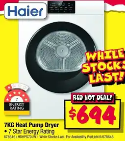 JB Hi-Fi Haier 7KG Heat Pump Dryer offer