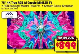 JB Hi-Fi 75" 4K True RGB AI Google MiniLED TV offer