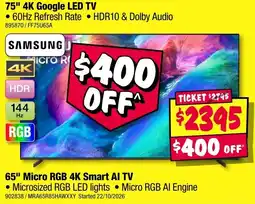 JB Hi-Fi Samsung 75" 4K Google LED TV offer