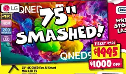 JB Hi-Fi LG 75" 4K QNED Evo AI Smart Mini LED TV offer