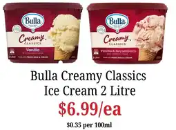Farmer Jack's Bulla Creamy Classics Ice Cream offer