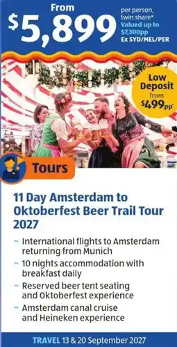 ALDI 11 Day Amsterdam to Oktoberfest Beer Trail Tour 2027 offer