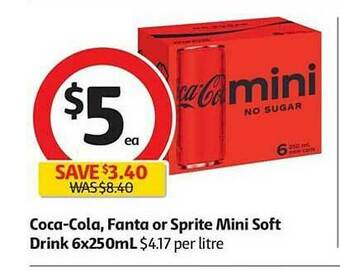 Coles Coca Cola, Fanta Or Sprite Mini Soft Drink offer