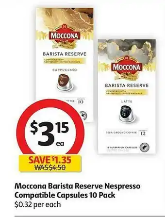 Coles Moccona Barista Reserve Nespresso Compatibele Capsules offer