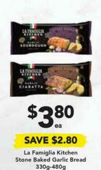 Drakes La Famiglia Kitchen Stone Baked Garlic Bread offer