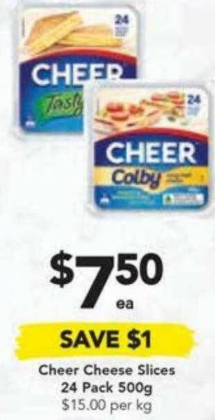 Drakes Cheer Cheese Slices 24 Pack 500g offer