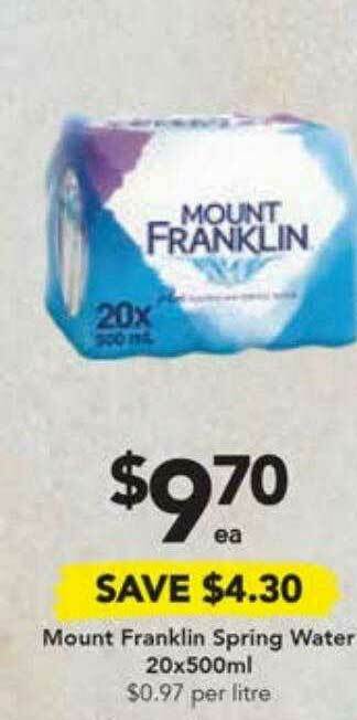 Drakes Mount Franklin Spring Water offer