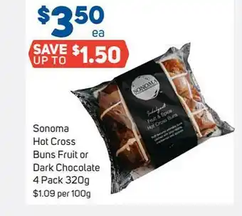 Foodland Sonoma Hot Cross Buns Fruit Or Dark Chocolate offer