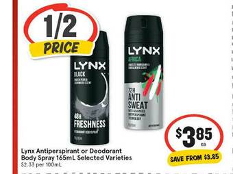 IGA Lynx Antiperspirant Or Deodorant Body Spray offer