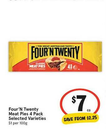 IGA Four N Twenty Meat Pies offer