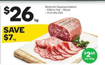 Woolworths Bertocchi Sopressa Salami offer