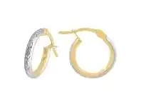 Bevilles Jewellery 9ct Yellow Gold 2 Tone Diamond Cut Hoop Earring 30mm offer