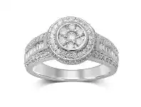 Bevilles Jewellery Halo Ring with 1.20ct of Diamonds in 9ct White Gold offer