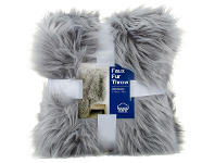 BIG W House & Home Faux Fur Throws 120cm x 150cm - Grey offer