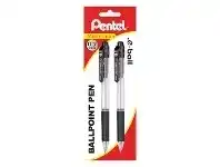 Officeworks Pentel E-Ball Retractable Ball Pen 0.7mm Black 2 Pack offer