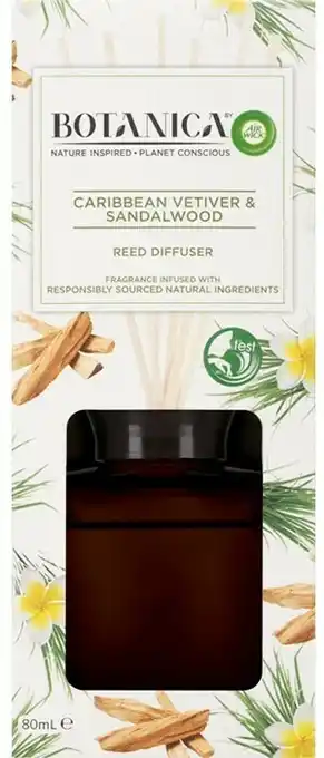 BIG W Botanica Reed Diffuser 80mL - Caribbean Vetiver & Sandalwood offer